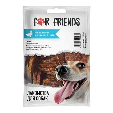 For Friends Лакомство для собак «Медальоны из утиного мяса»
