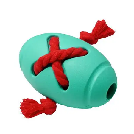 Купить homepet silver series игрушка для собак мяч регби с канатом бирюзовый каучук