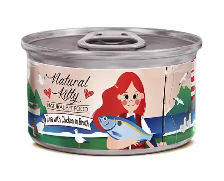 Купить pettric natural kitty консервы для взрослых кошек тунец с курицей в бульоне